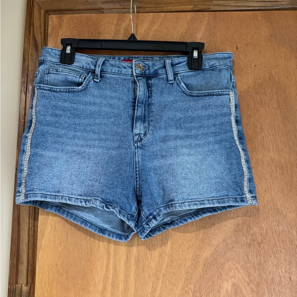 Guess Women's Blue Denim Shorts With Rhinestones Size 31